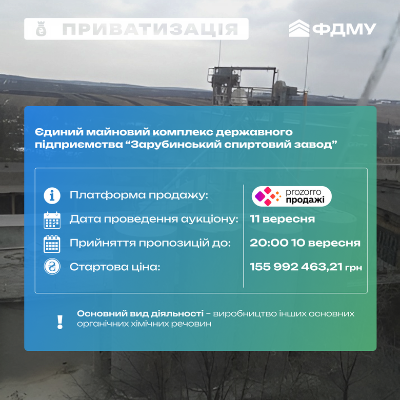 Фонд держмайна знову виставив на продаж спиртзавод на Тернопільщині. Ціну знизили ще на 6 мільйонів