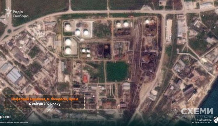 Масштабна пожежа на нафтобазі у Феодосії після удару українських безпілотників. СУПУТНИКОВІ ФОТО