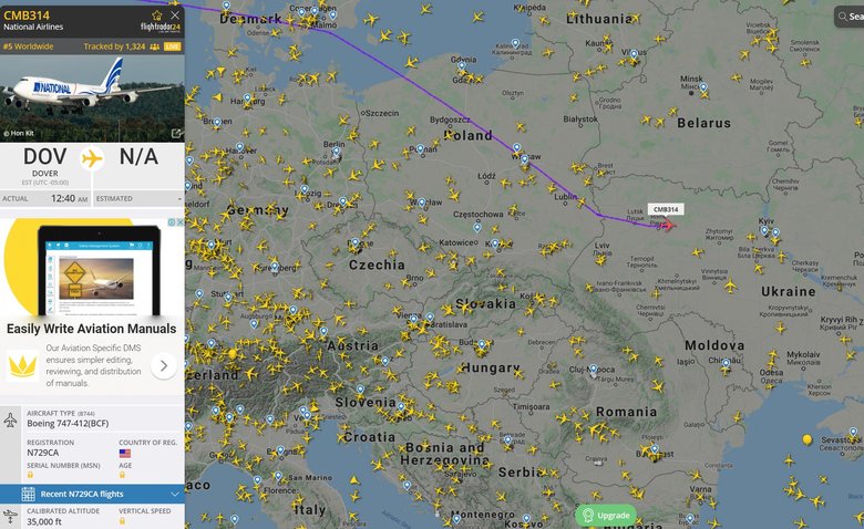 Американский самолет, доставивший в Украину оружие, обходил воздушное пространство Германии 01