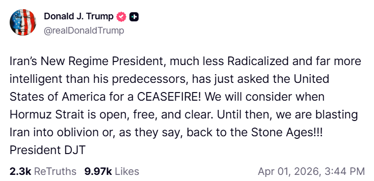 Трамп каже, що Іран просить про припинення вогню