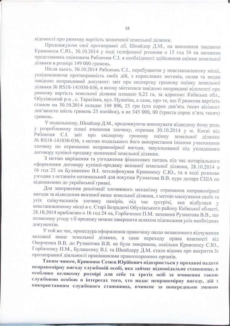Charges against NABU Director Kryvonos: full text