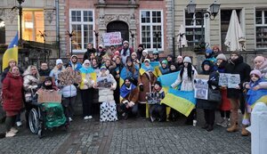 В Гданьске протестовали против ракетных атак РФ по Украине. ФОТОрепортаж