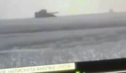 Destruction of a Russian tank with an anti-tank missile system