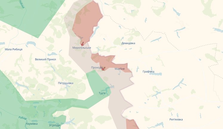 Enemy has advanced near Prokhodiv and Taratutino in Sumy region, - DeepState. MAP