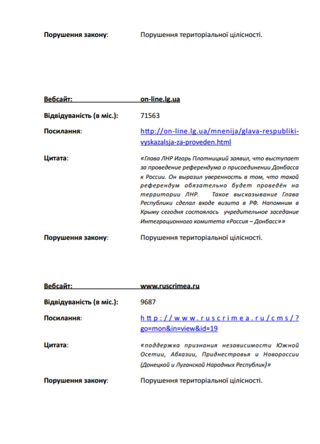 Мининформ опубликовал список сайтов, угрожающих информбезопасности Украины 10