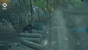 Apex UAV Unit drone operators smash Russian Giatsint-B gun and concealed ammunition in forest belt. VIDEO