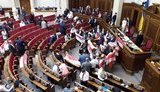 В сессионном зале Рады развесили исторические национальные флаги Беларуси. ВИДЕО+ФОТОрепортаж