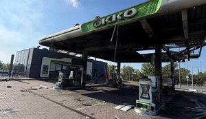 АЗК "ОККО" пошкоджено у Києві внаслідок удару РФ. ФОТОрепортаж