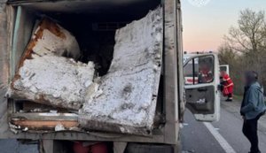 UAV strike on road in Chuhuiv district: bread van damaged, casualties reported. PHOTO