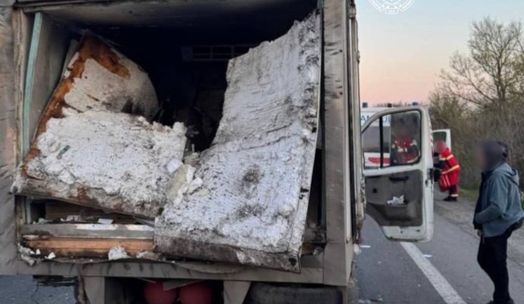 UAV strike on road in Chuhuiv district: bread van damaged, casualties reported. PHOTO