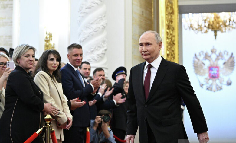 Російський диктатор Володимир Путін на "інавгурації" в Кремлі в Москві 7 травня 2024 року