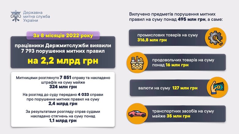 Українські митники виявили порушень із початку року на 2,2 мільярда 01