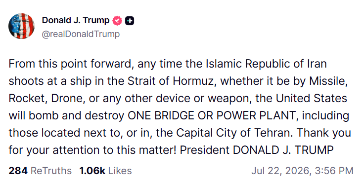 Трамп пригрозив Ірану знищенням мостів: в чому причина?