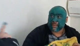 Activists find Antimaidan participant Krysin in child health clinic, splatter green dye on him. VIDEO+PHOTOS