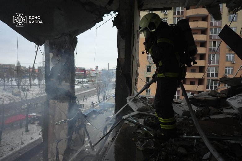 Киев после обстрела
