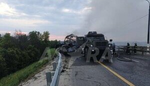 Військова колона окупантів згоріла у Липецькій області РФ. ВIДЕО
