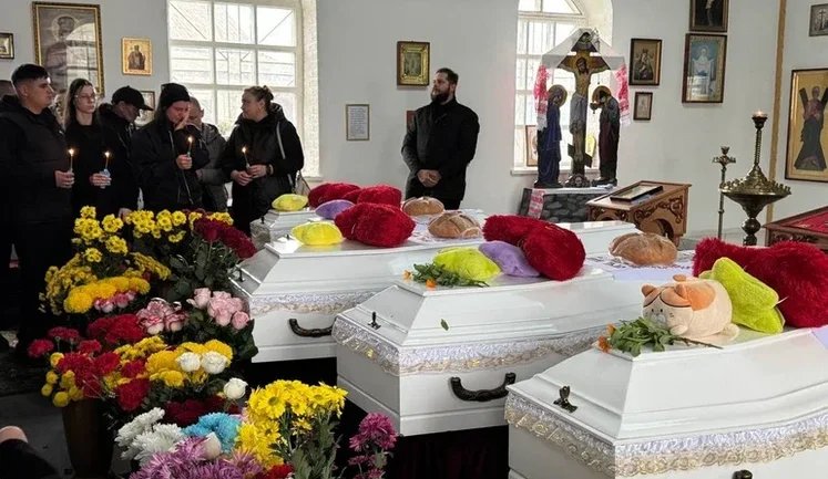 Five children from Voronov family buried in Kryvyi Rih district after being considered missing for over two months following Russian strike. PHOTO