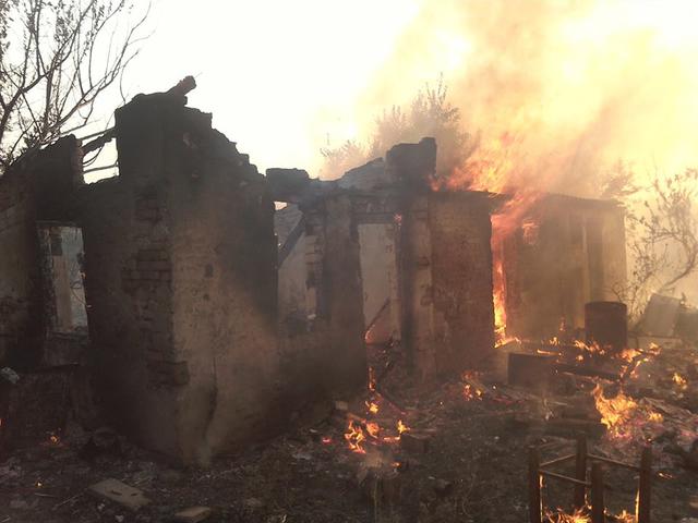 Several civilian homes burnt down in Zaitseve shelling, - JCCC 03 Several civilian homes burnt down in Zaitseve shelling, - JCCC 03