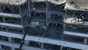 Missile strike on Kyiv on 6 April: rescuers are still clearing rubble in Obolonskyi district. PHOTOS