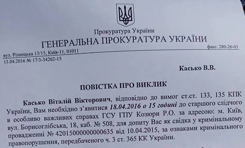 повестка касько