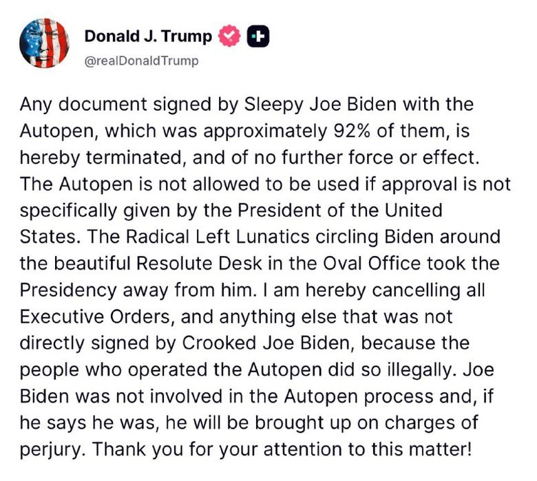 сообщение Трампа