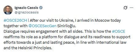 Глава ОБСЕ Кассис поехал в Москву