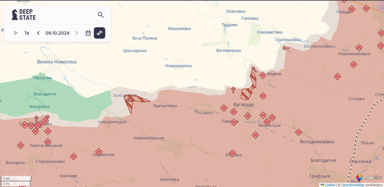 Просування російських військ в районі Вугледару