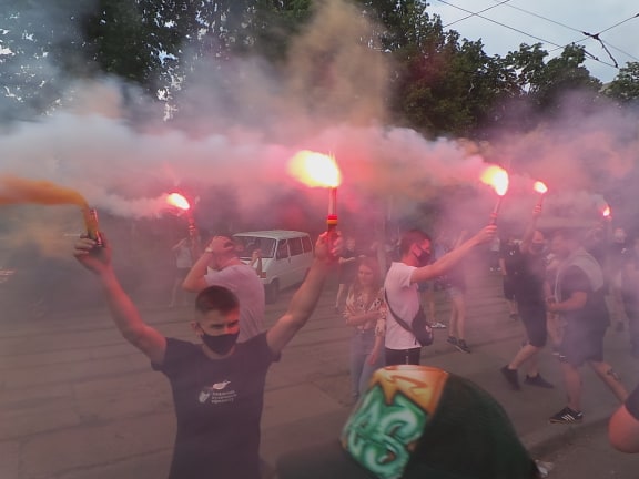 Мітингувальники під судом над Стерненком перекрили вулицю Дегтярівську 24