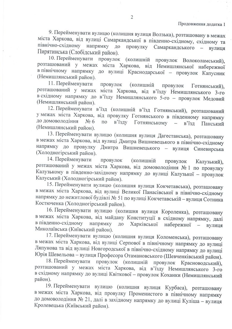 У Харкові перейменували вулиці