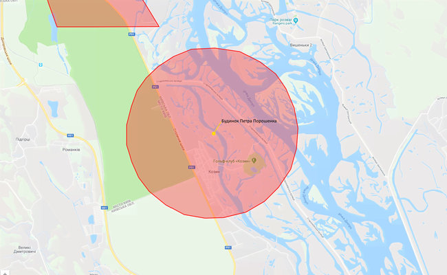 Госавиаслужба опубликовала карту запрещенных зон для беспилотников. Среди них - дом Порошенко в Козине 01