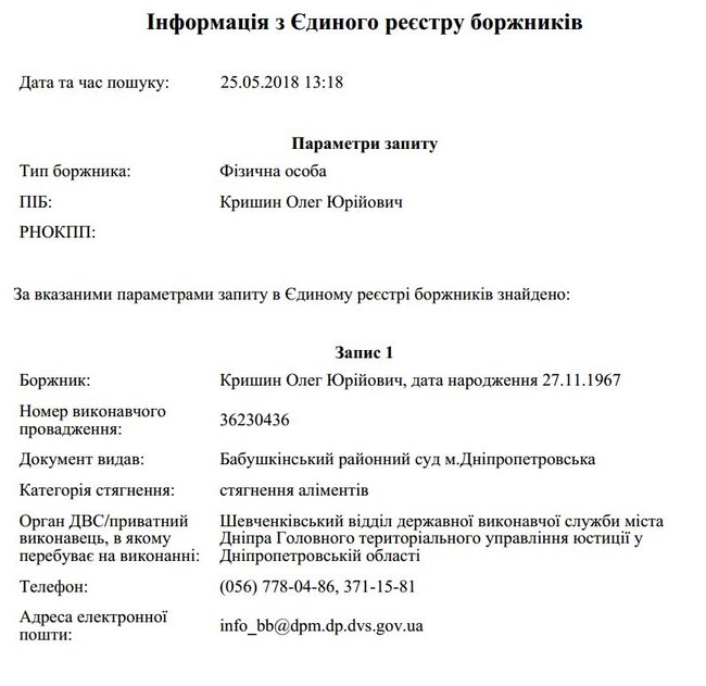 Нардепи Кришин і Немировський - у реєстрі боржників з виплати аліментів 02