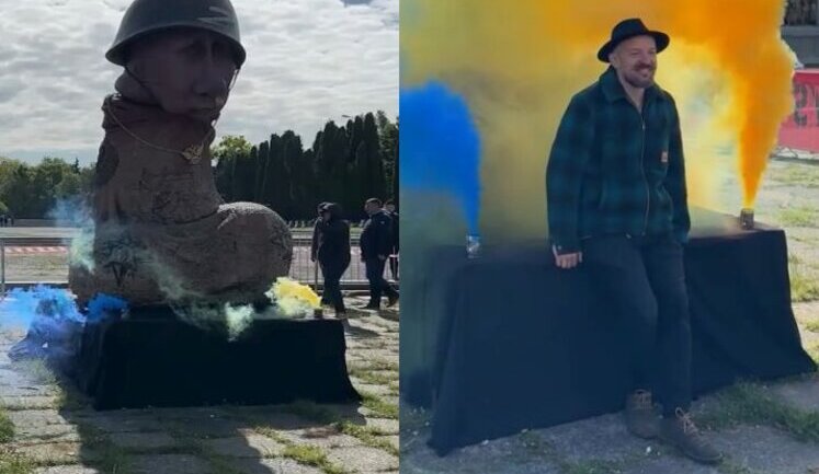 В Польше установили двухметровую антивоенную скульптуру "Х#йло". ВИДЕО