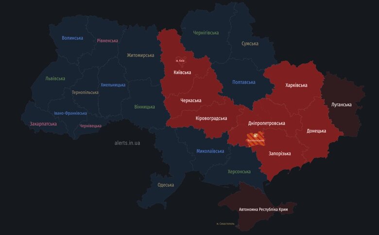 Вночі 31 липня у Києві та низці області оголошували повітряну тривогу 01