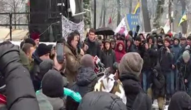 Saakashvili joins rally outside Rada. VIDEO+PHOTOS