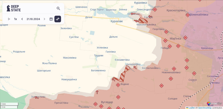 Просування російських військ поблизу Курахового