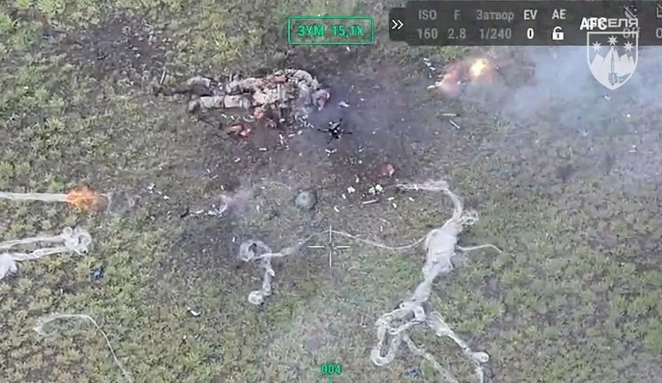 Ruscist received 3 drone hits, ammunition detonation and was left without head: drone operators of 425th Separate Assault Regiment. VIDEO 18+