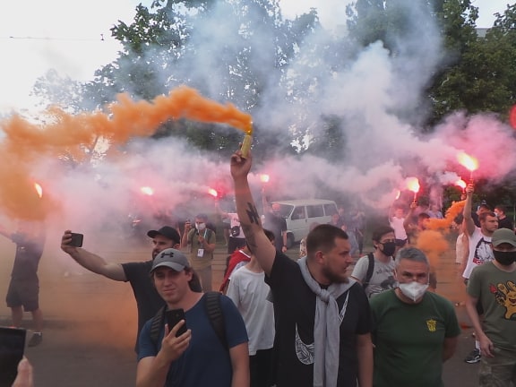 Мітингувальники під судом над Стерненком перекрили вулицю Дегтярівську 12