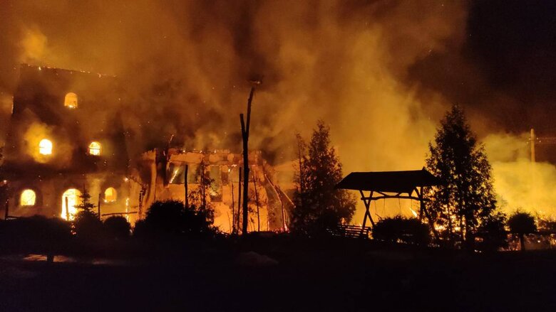 Пожежа на Харківщині після атаки шахедів