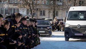 Kyiv region bids farewell to rescuer Mykhailo Protsenko killed while handling aftermath of an enemy attack in Yahotyn. PHOTOS