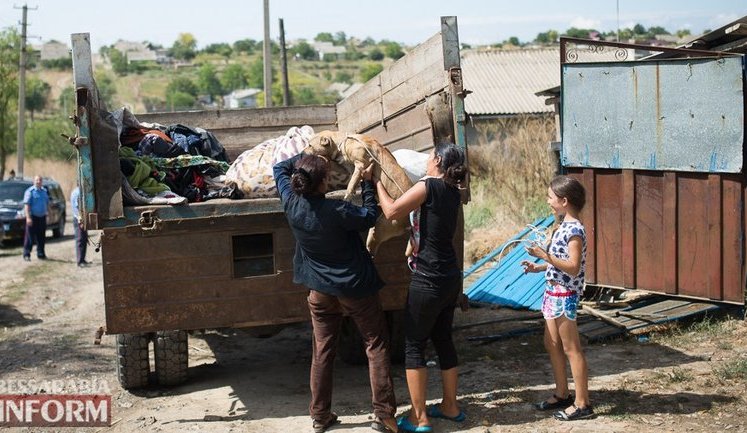 Roma family evacuates belongings from Loshchynivka following bashing after 8-year-old's murder. PHOTOS