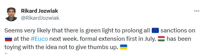 Європейська Рада наступного тижня може схвалити продовження санкцій проти РФ