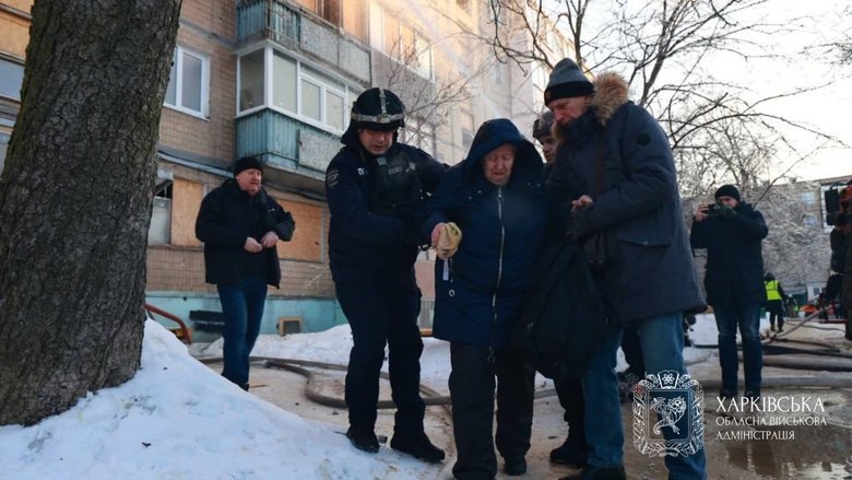 Russians struck a residential building in Kharkiv on February 3