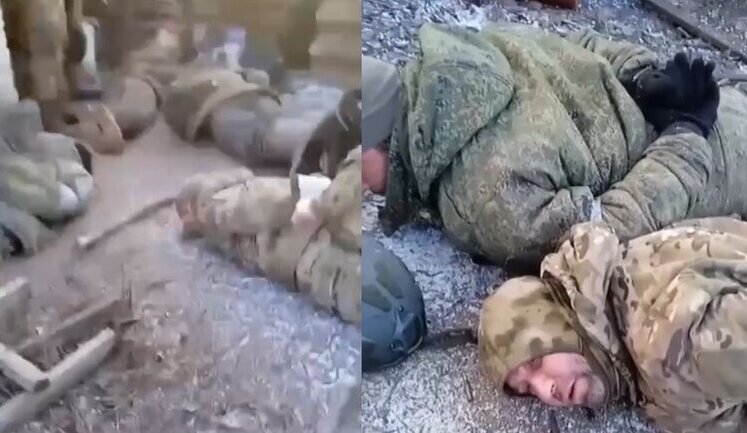 Бійці розклали по двору приватного обійстя дев’ятьох полонених росіян і проводять перший допит. ВIДЕО