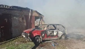 Падіння БпЛА у Полтаві: спалахнула пожежа, постраждала людина
