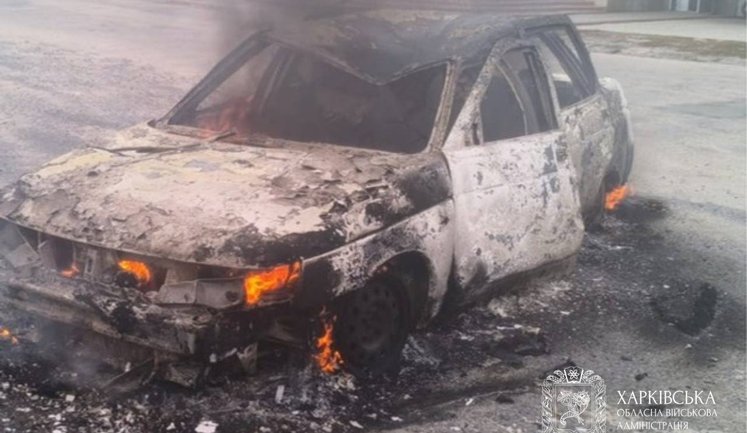 Two people injured in enemy drone strike on civilian car in Kharkiv region. PHOTOS