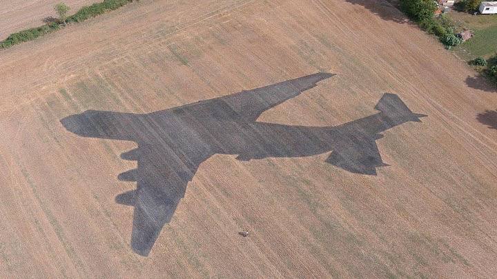 On the field in Denmark, they made an 80-meter shadow of the Ukrainian Mriya 01