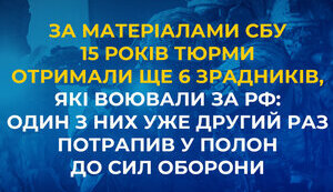 15 років тюрми для шістьох зрадників, які воювали на боці рф на Донеччині