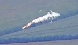 ракета ЗРК Бук детонирует после атаки дрона