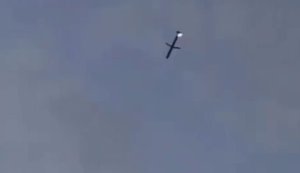 Moment Russian Kh-101 cruise missile is intercepted during massive shelling of Kyiv. VIDEO