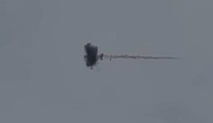 Український дрон-перехоплювач наздоганяє ворожий БПЛА "Ланцет". ВIДЕО